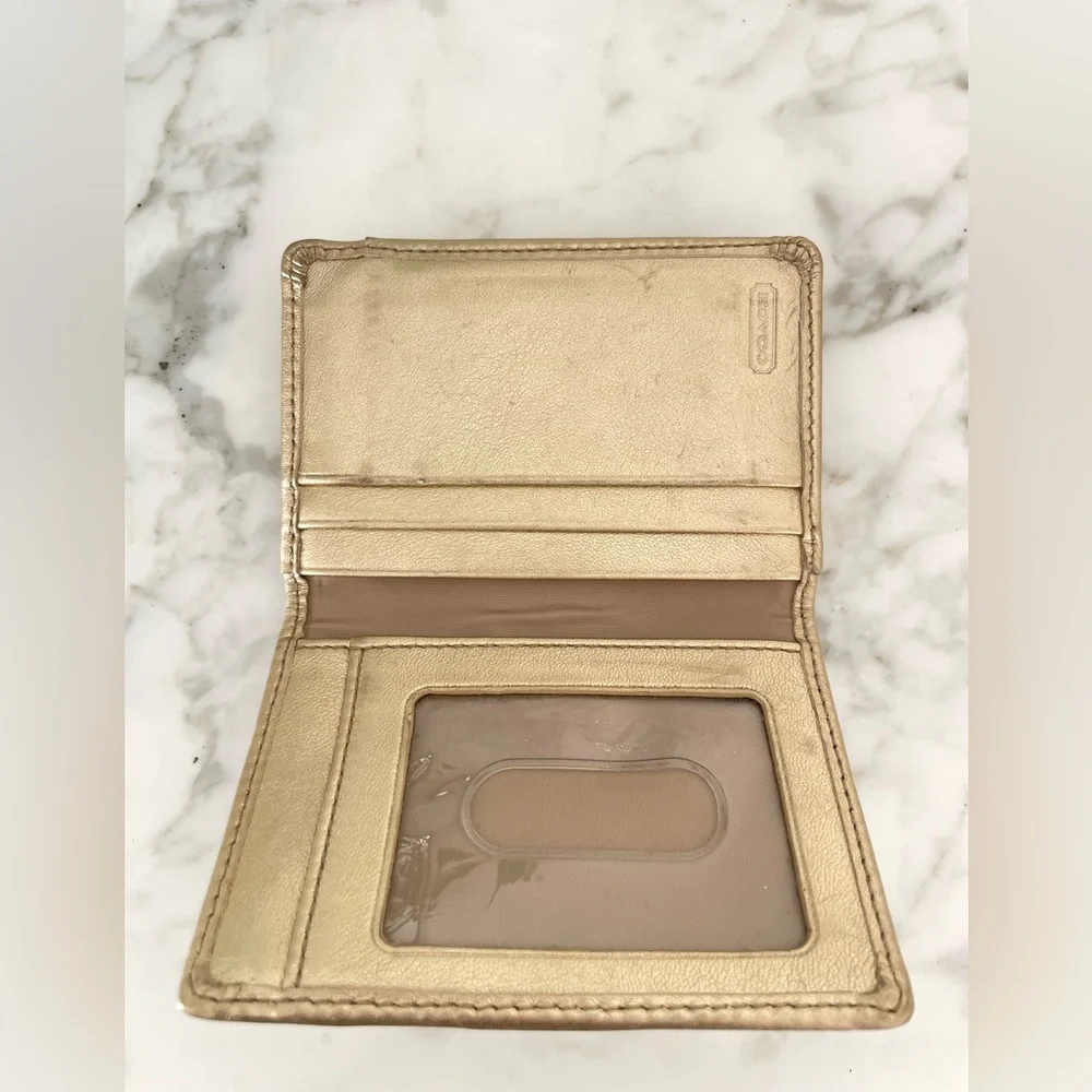 Vintage Coach Signature Card Case Wallet Khaki/Metallic Brown - Picture 4 of 13